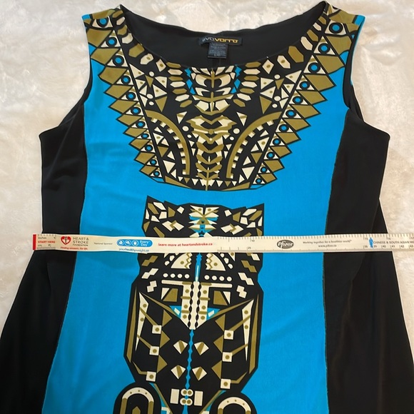 Ladies spandex patterned midi dress. Size L - Picture 4 of 9